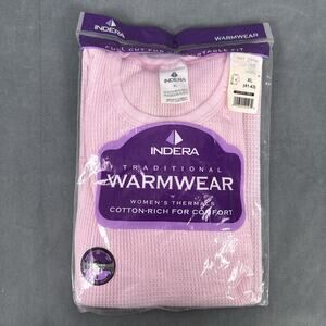 Indera Warmwear Traditional Thermal Long Sleeve Pink Women's Crew Size XL 41-43